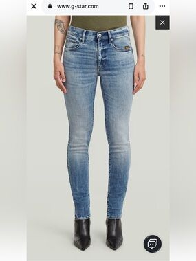 G-Star RAW 3301 Deconstructed Mid Skinny Jeans W25 L32 Light Wash